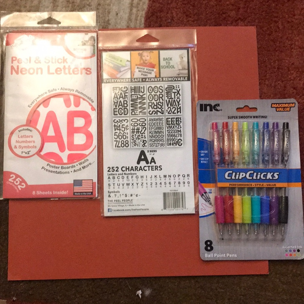 Peel & Stick Letters & ClipClicks Neon Pens